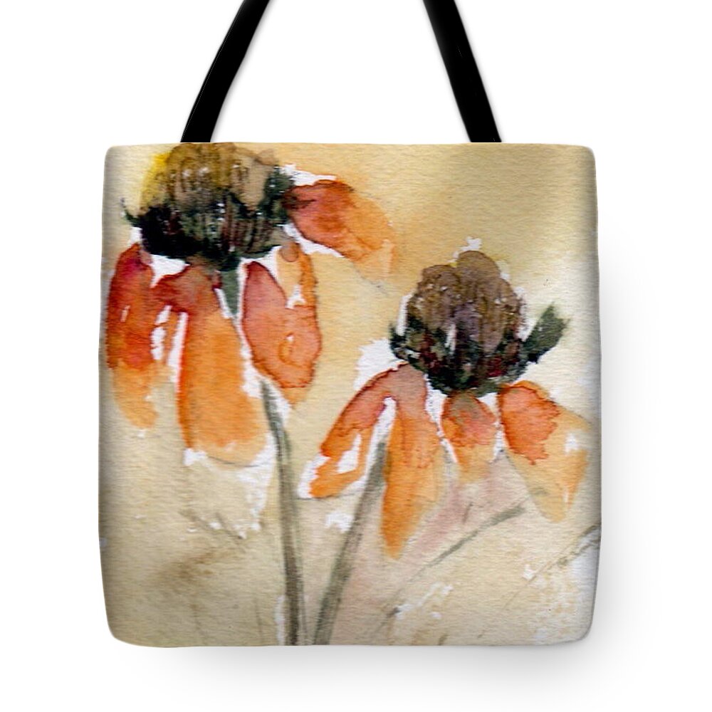 Watercolor Tote Bag featuring the painting Summer Sunflowers by Anne Duke