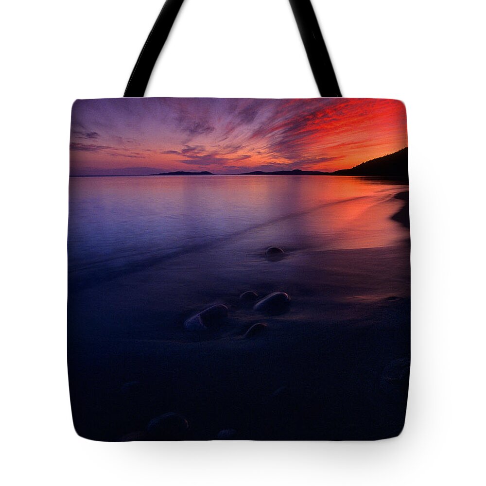 Lake Superior Tote Bag featuring the photograph Summer Sunset    by Doug Gibbons