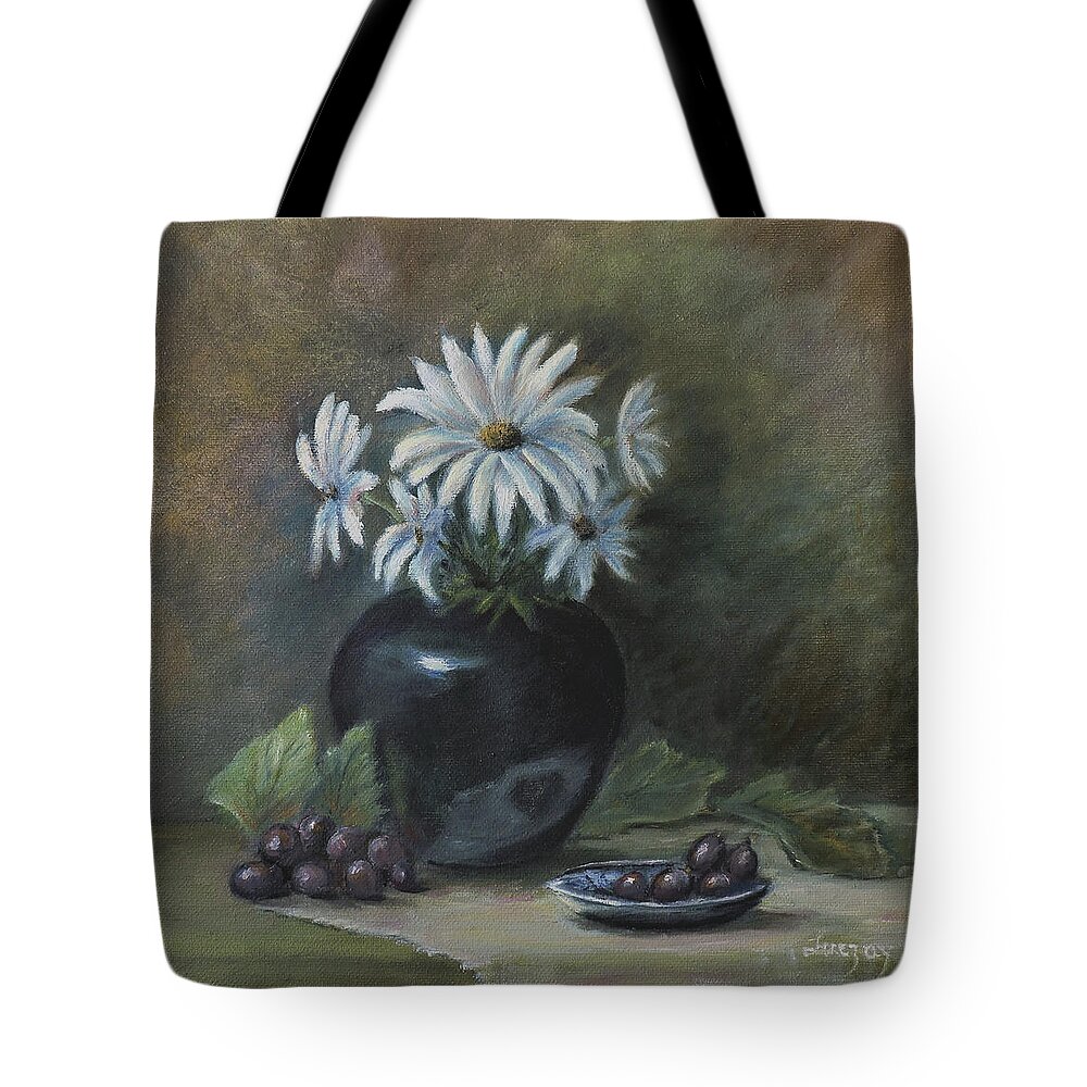 Daisy Tote Bag featuring the painting Summer's Delight by Katalin Luczay