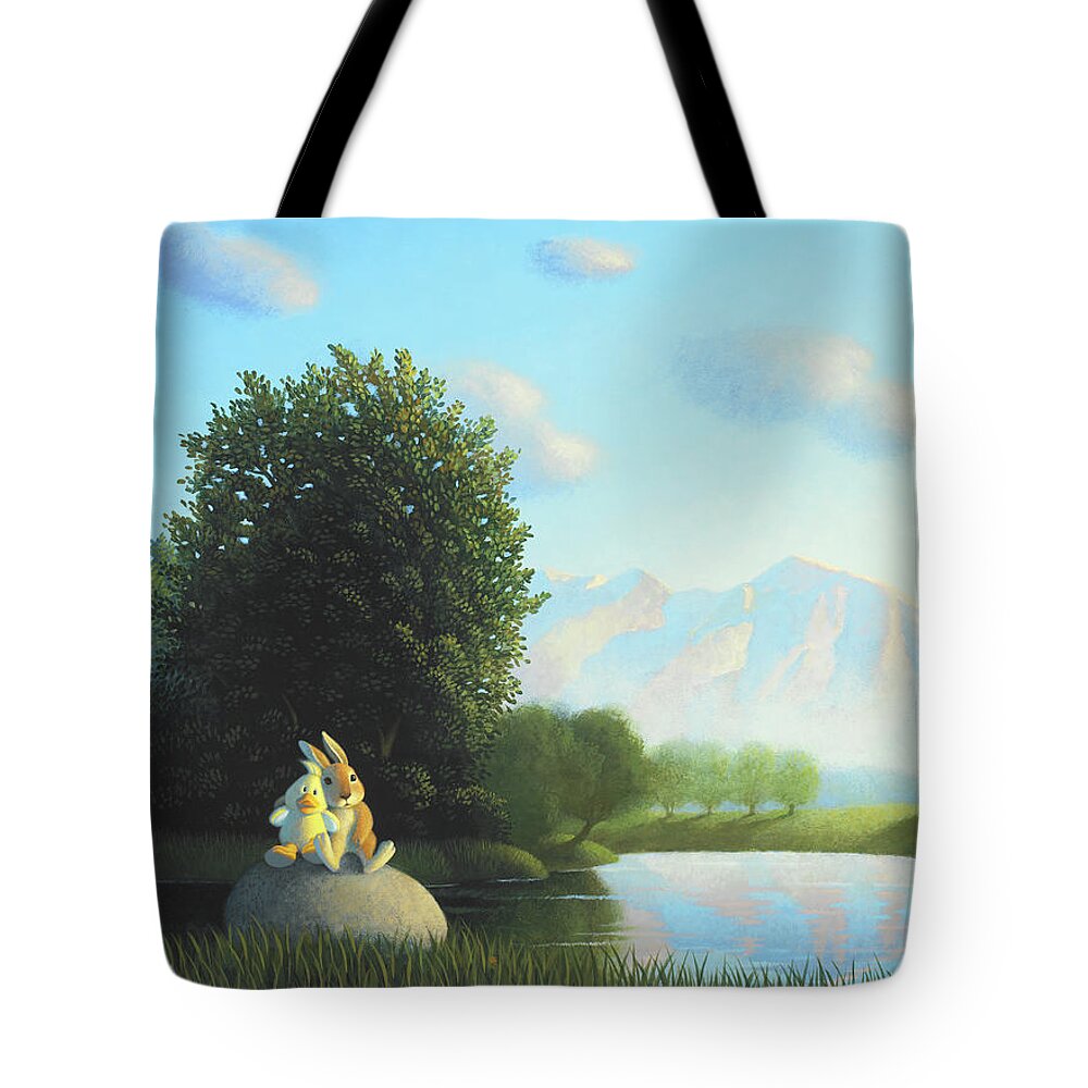 Rabbit Tote Bag featuring the painting Summertime by Chris Miles