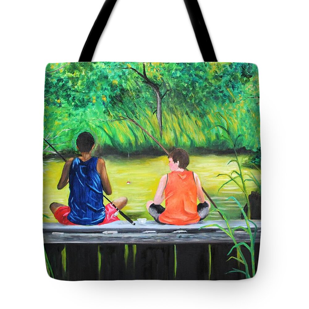Boys Tote Bag featuring the painting Summertime by Vikki Angel