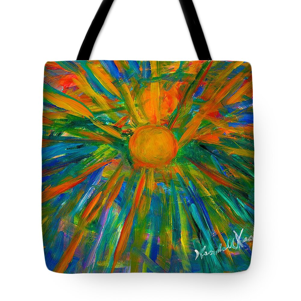 Sun Tote Bag featuring the painting Sun Burst by Kendall Kessler