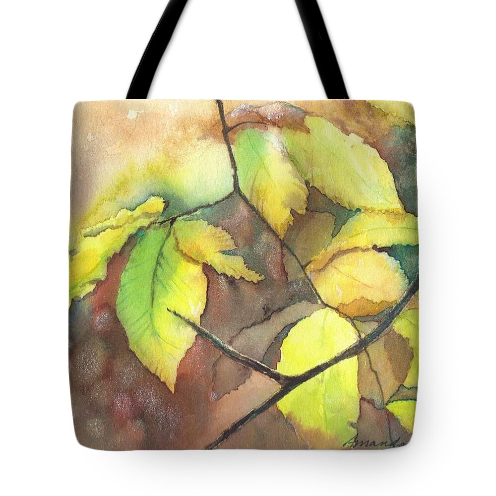 Leaves Tote Bag featuring the painting Sun Kissed 1 by Amanda Amend