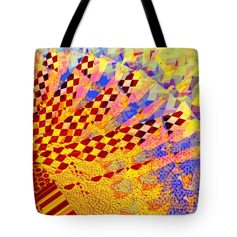 Golden Tote Bag featuring the digital art Sun Rising by Cooky Goldblatt