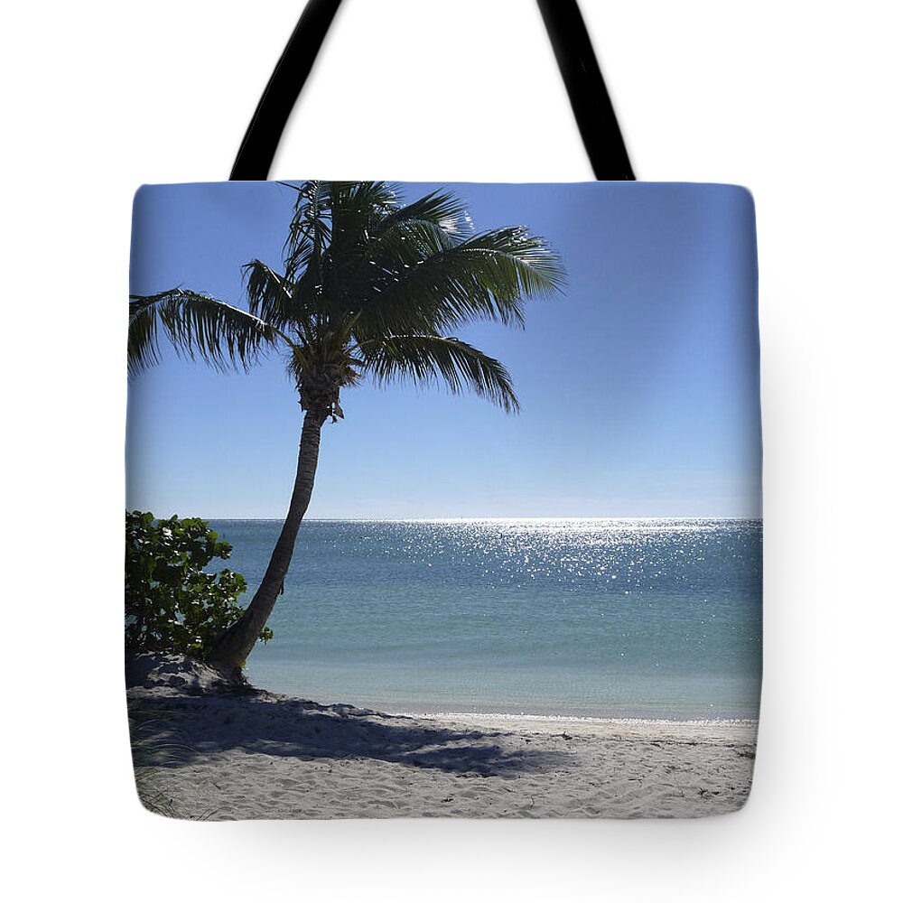 Shirley Mitchell Tote Bag featuring the photograph Sun Sea and Sand by Shirley Mitchell