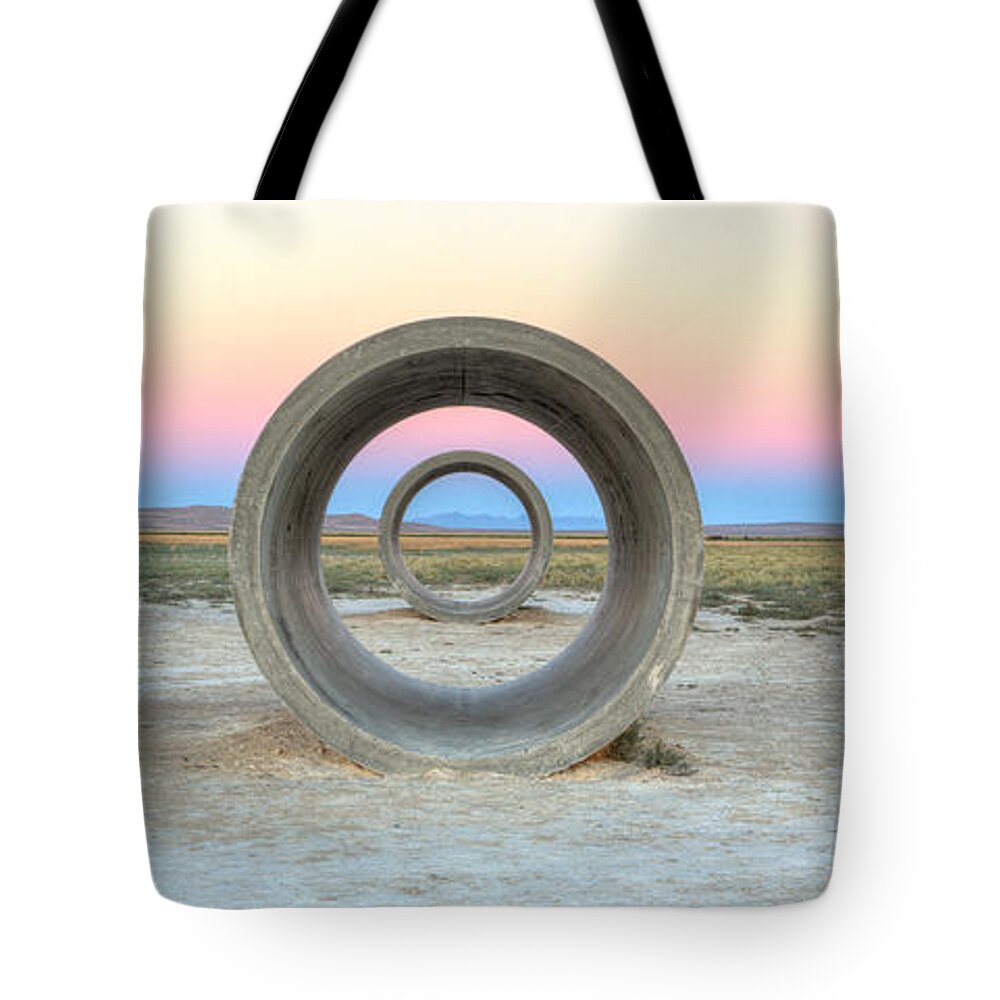 After Sundown Tote Bag featuring the photograph Sun Tunnel Dusk Panorama by David Andersen