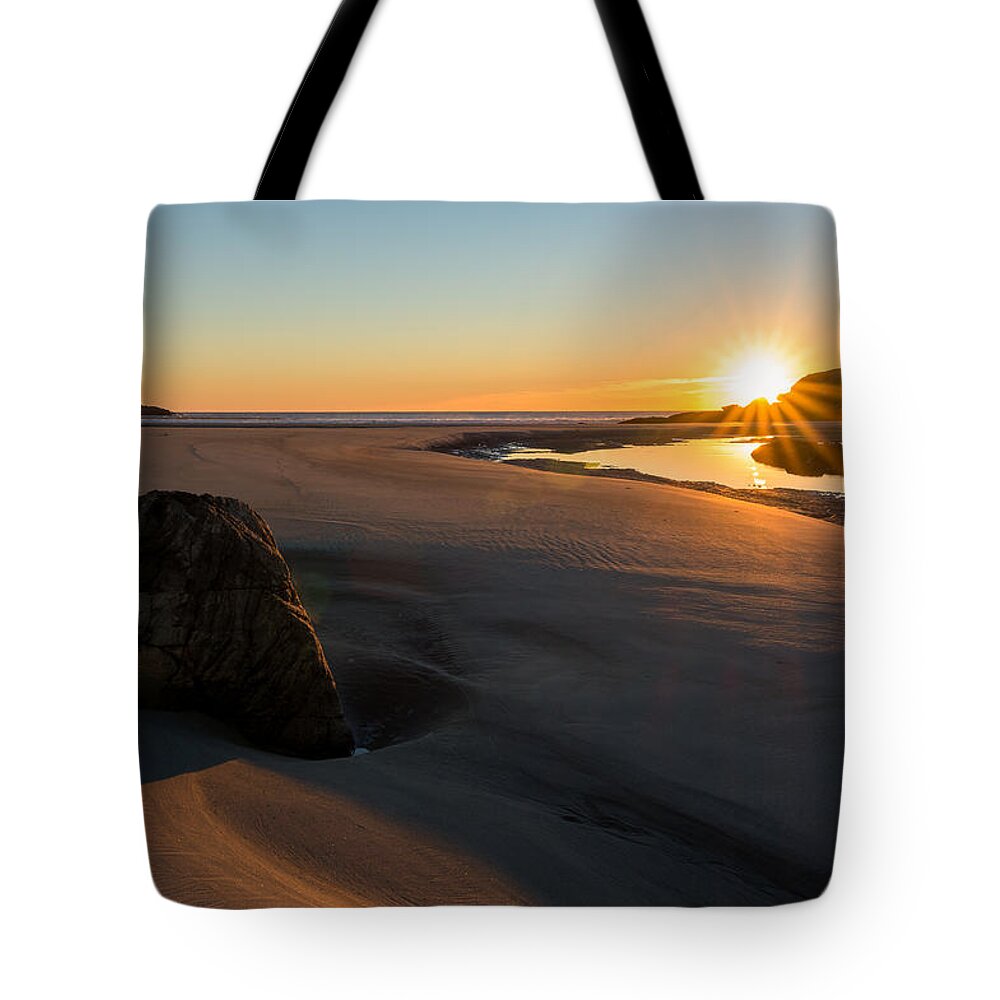 Good Harbor Beach Tote Bag featuring the photograph Sun Up Good Harbor by Michael Hubley