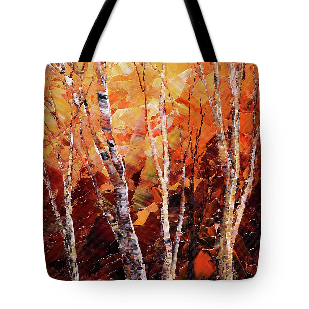 Forest Tote Bag featuring the painting Sunburnt Solstice by Tatiana Iliina