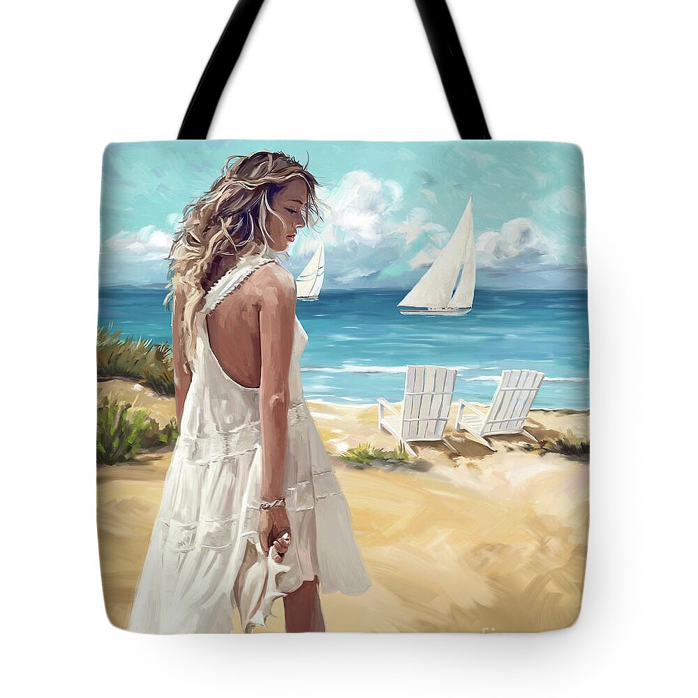 Sunday Afternoon At The Beach Tote Bag featuring the painting Sunday afternoon at the beach by Tim Gilliland