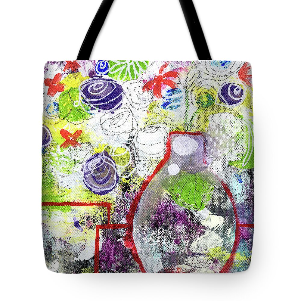 Floral Tote Bag featuring the painting Sunday Market Flowers 3- Art by Linda Woods by Linda Woods