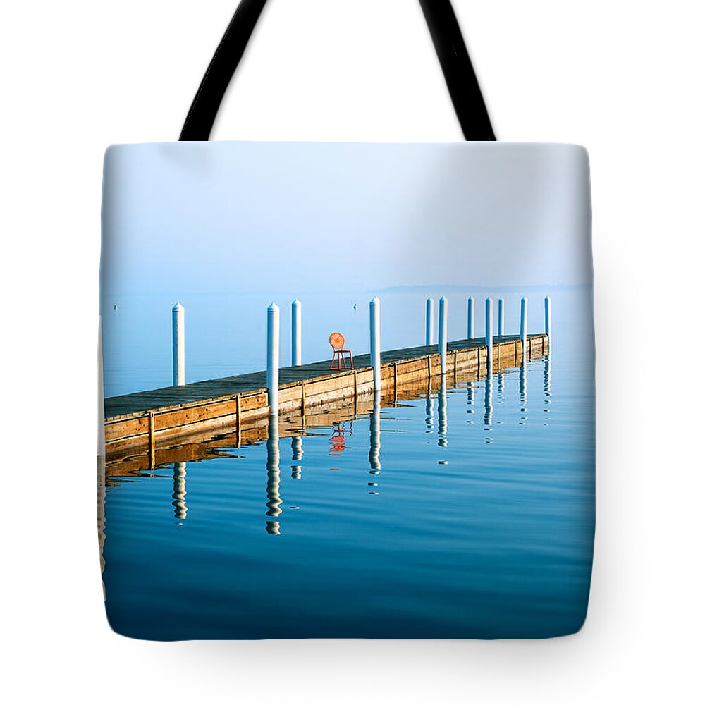 Chair Tote Bag featuring the photograph Sunday Morning Pier by Todd Klassy