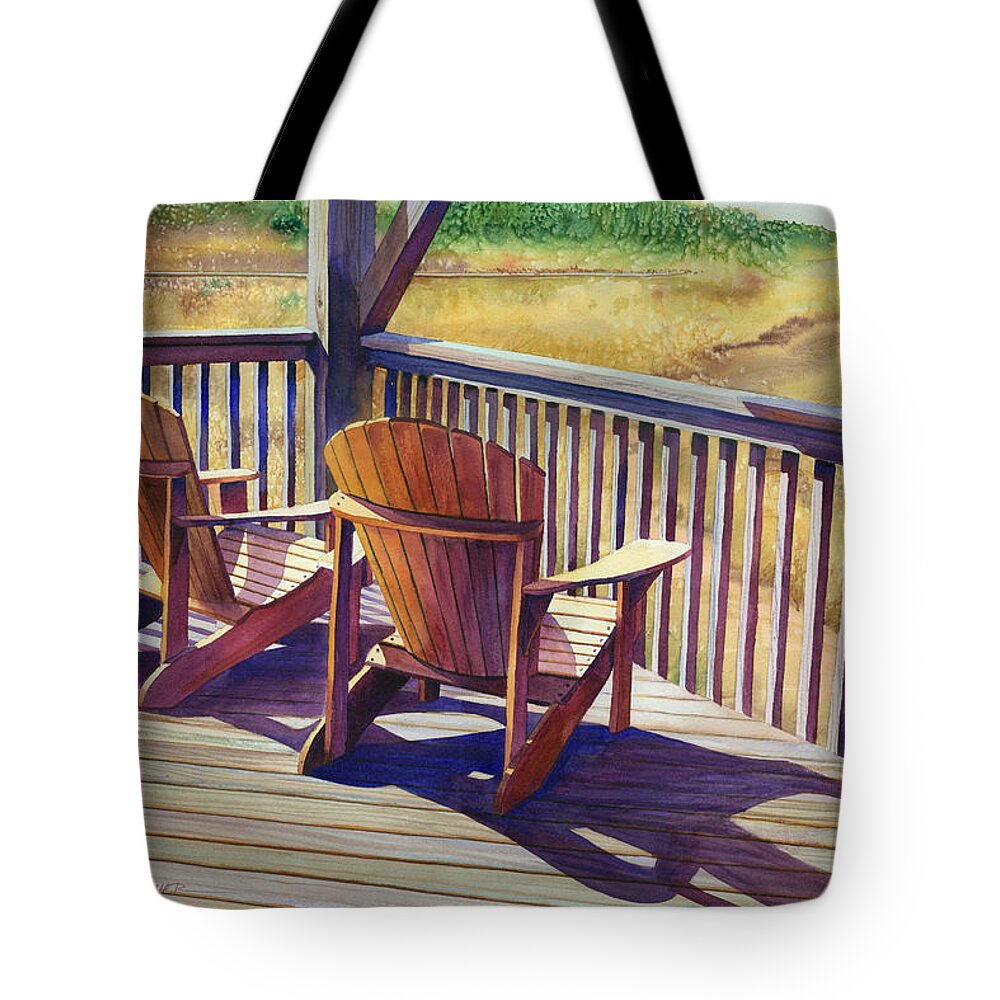 Deck Tote Bag featuring the painting Sundeck Geometry VII by Marguerite Chadwick-Juner