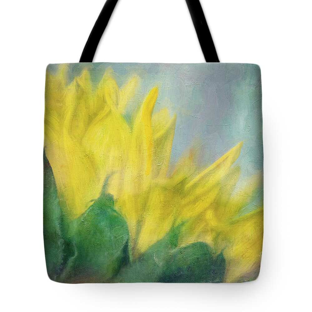 Sunflowers Tote Bag featuring the digital art Sunflower Art by Jayne Carney