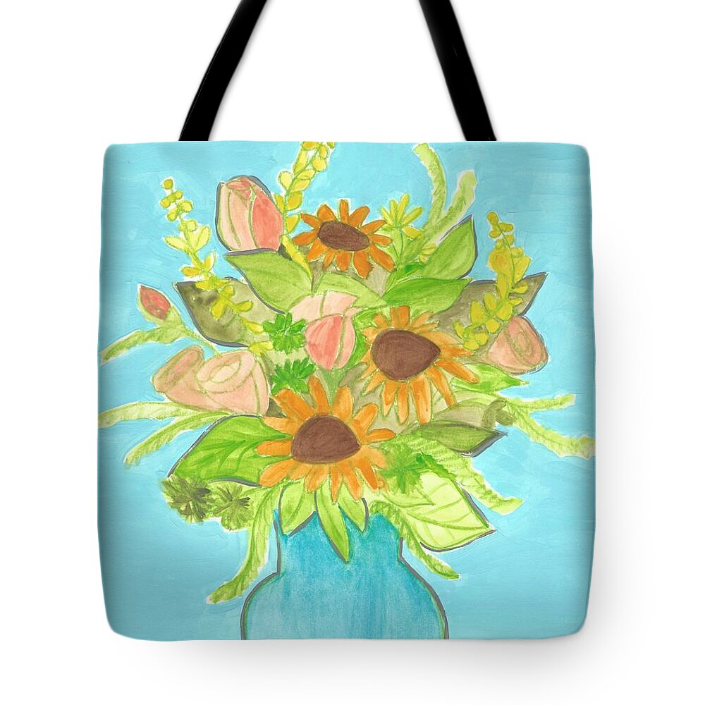 Sunflowers Tote Bag featuring the painting Sunflower Bouquet by Monica Martin