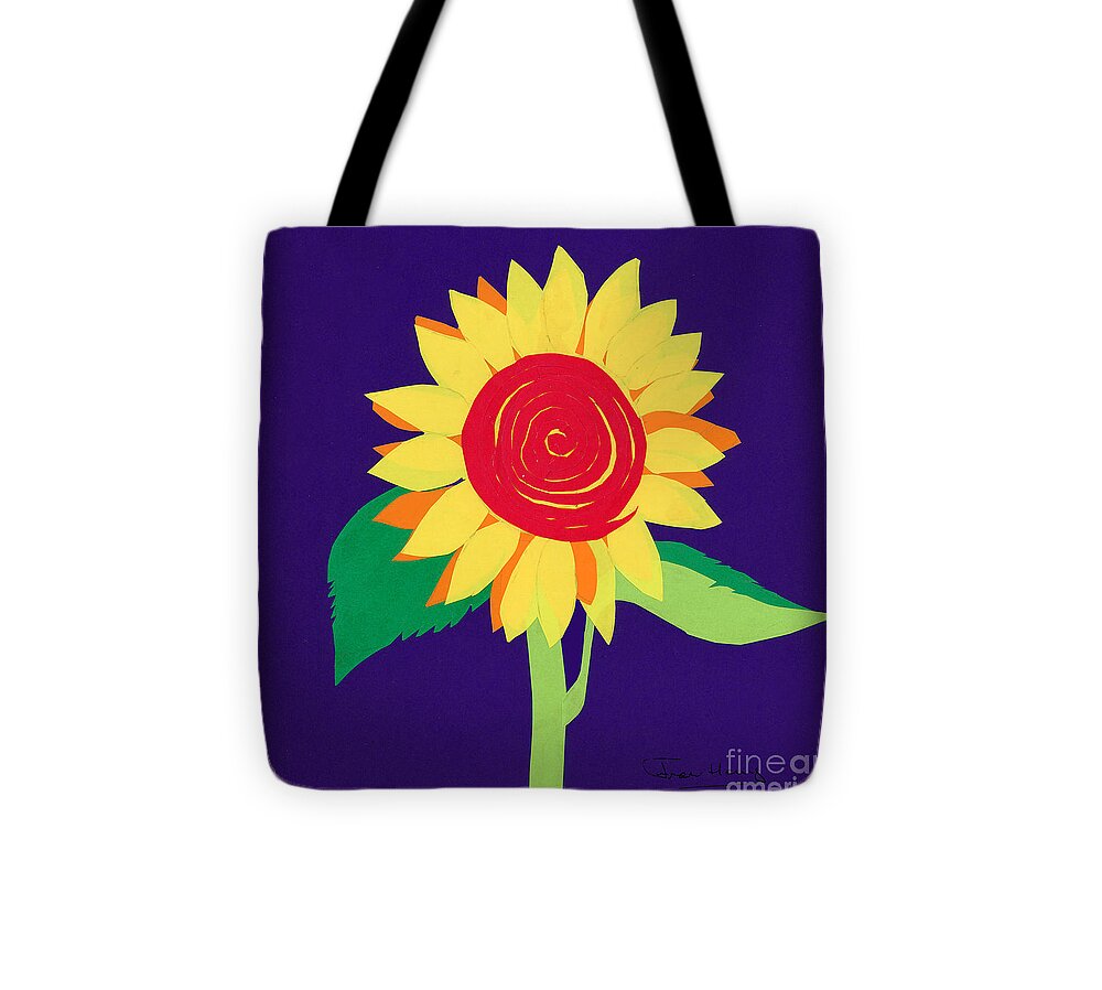 Sunflower Tote Bag featuring the mixed media Sunflower by Fran Henig