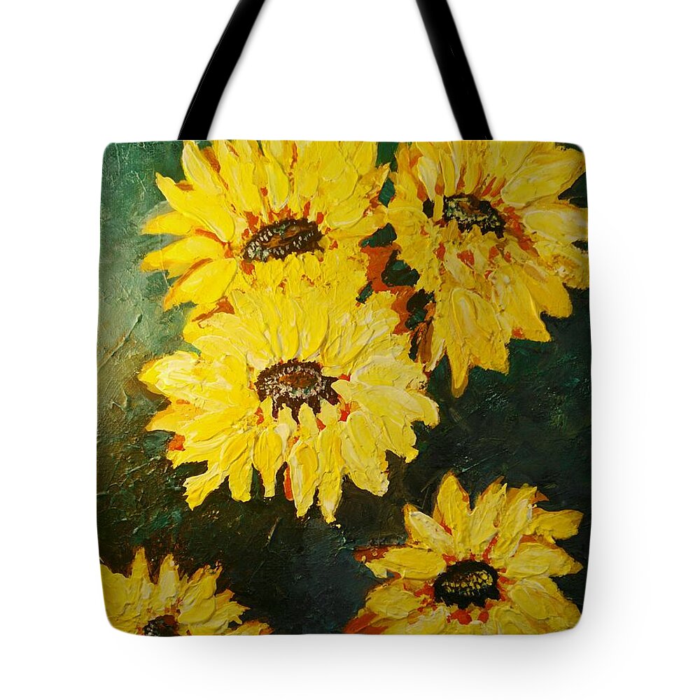 Impressionistic Art Tote Bag featuring the painting Sunflower by Ray Khalife