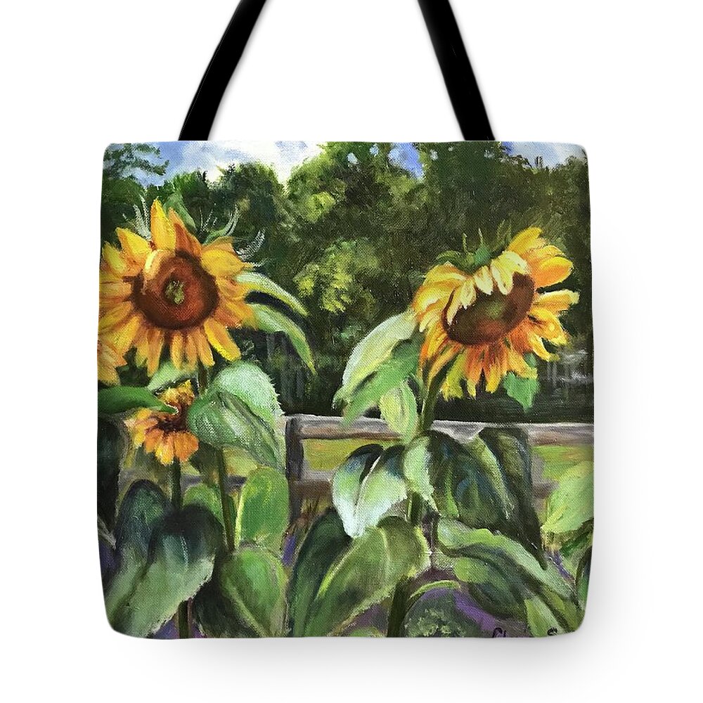 Sunflowers Tote Bag featuring the painting Sunflowers by Gloria Smith