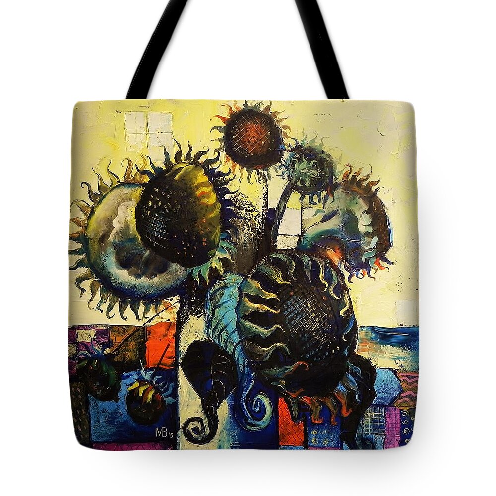  Tote Bag featuring the painting Sunflowers by Mikhail Zarovny