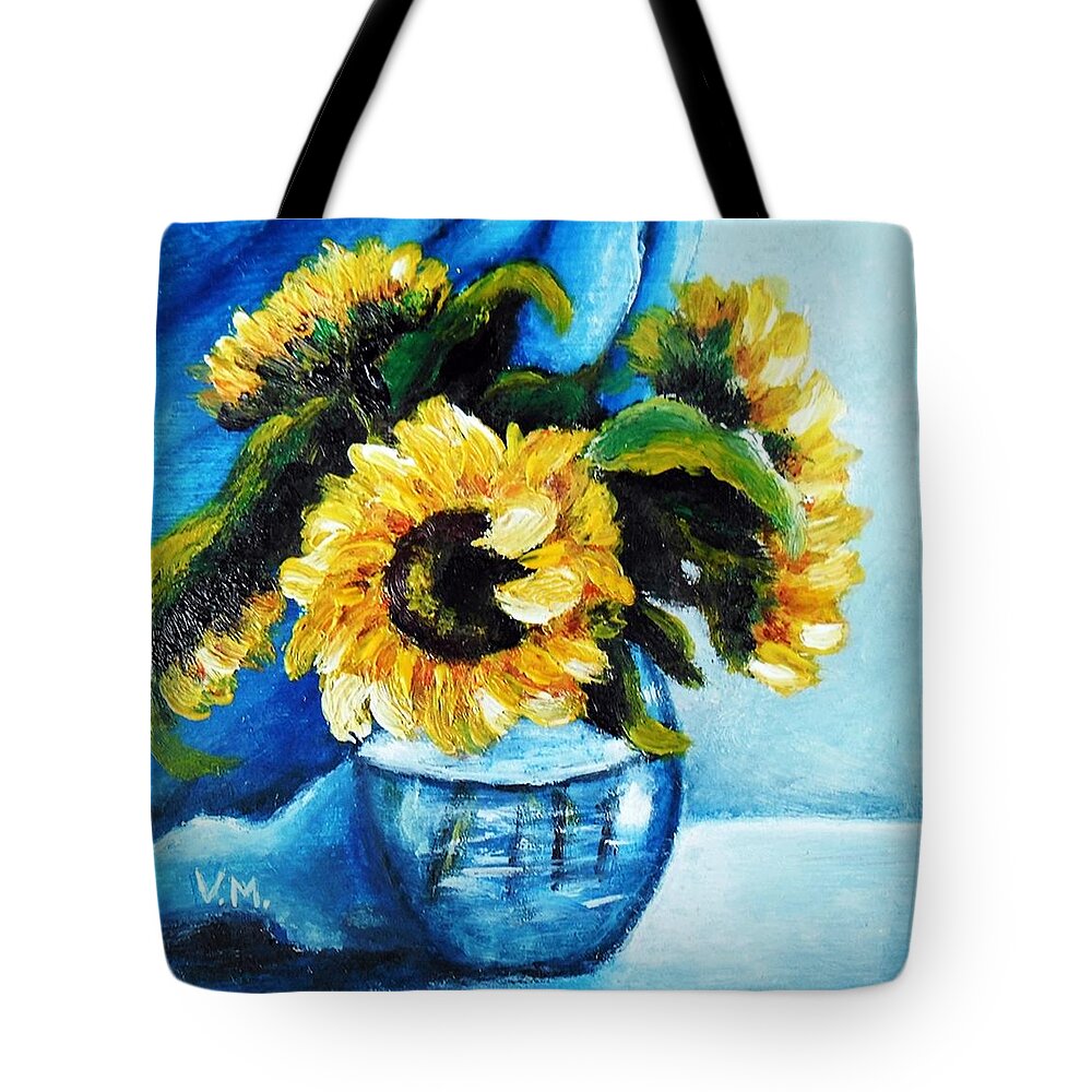 Sunflowers Tote Bag featuring the painting Sunflowers by Vesna Martinjak