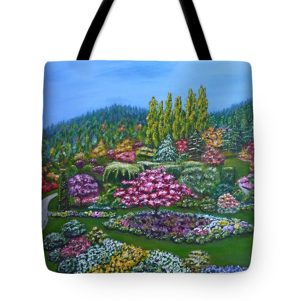 Sunken Garden Tote Bag featuring the painting Sunken Garden by Amelie Simmons