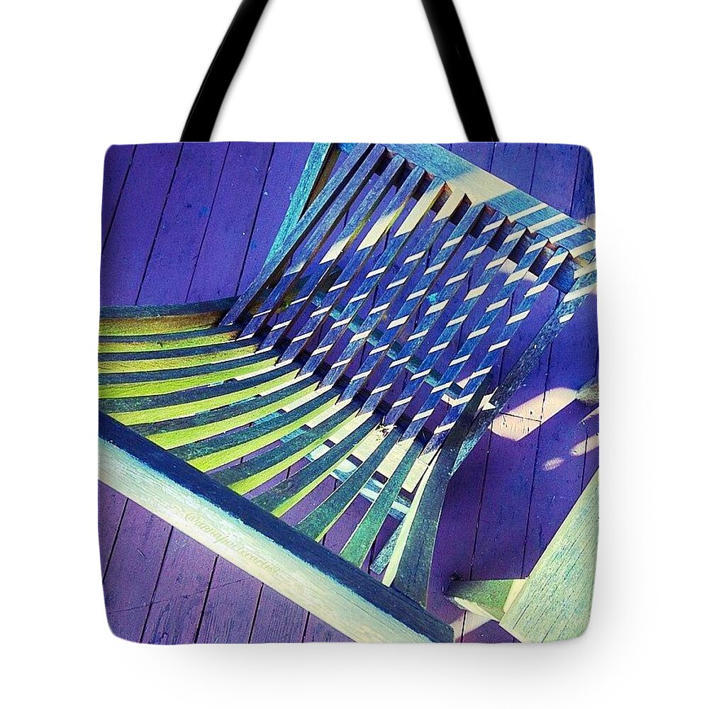 Jj_indetail Tote Bag featuring the photograph Sunlight On My Deck Chair, Color Study by Anna Porter