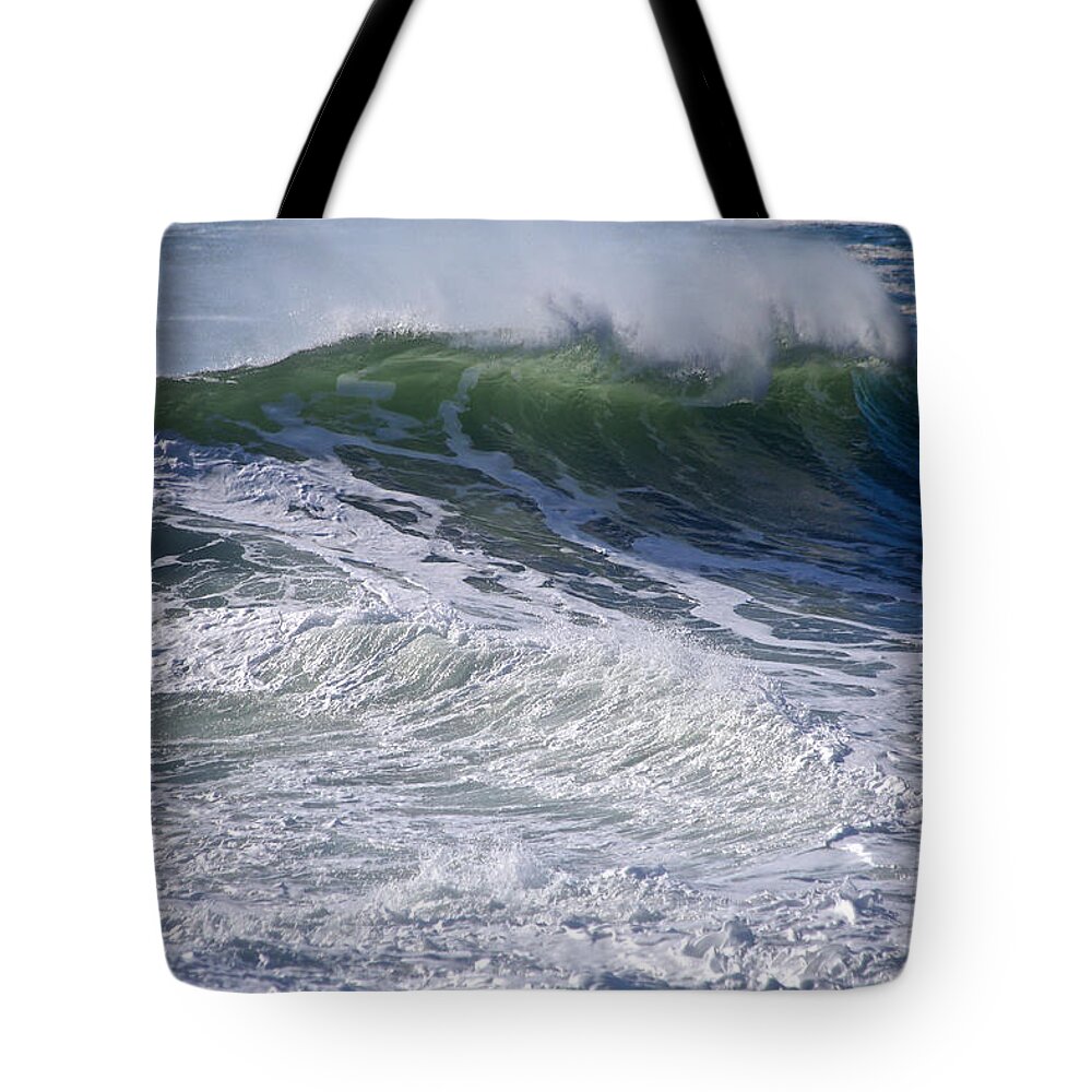 Wave Tote Bag featuring the photograph Sunlit Wave by John Meader
