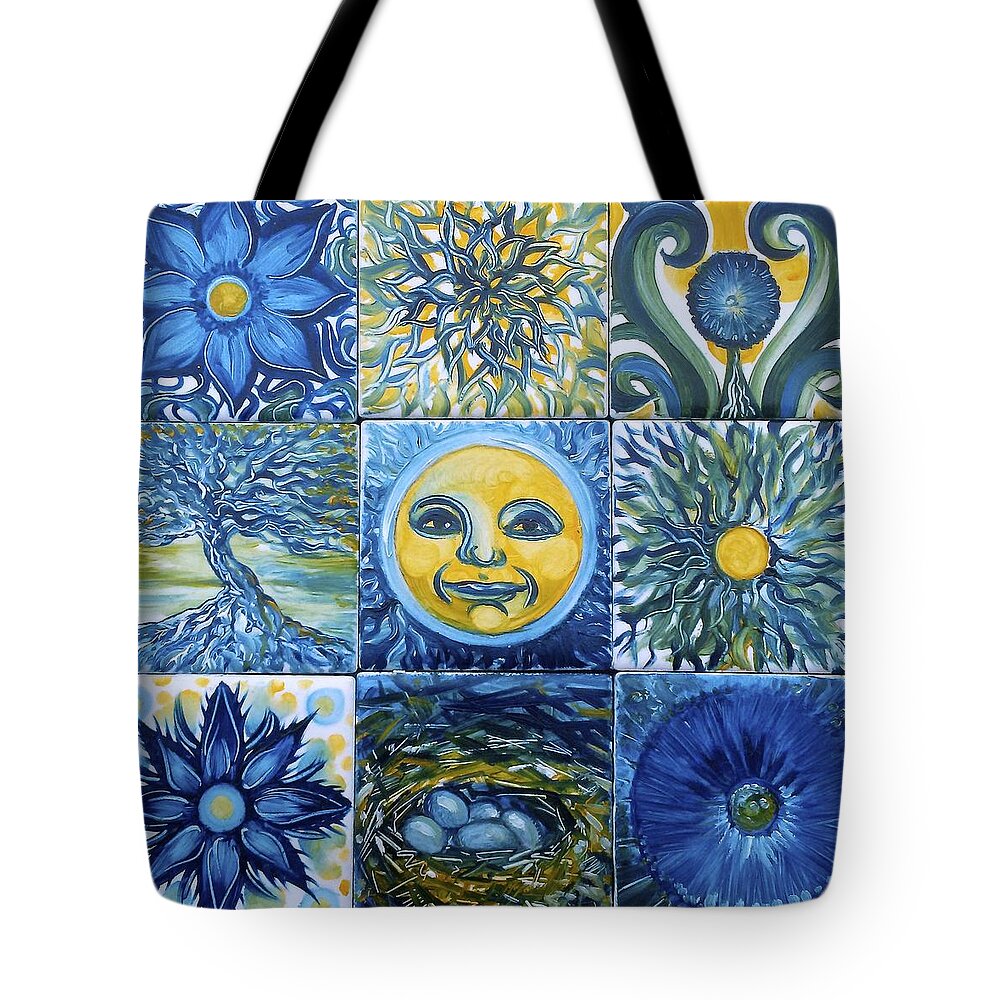 Sun Tote Bag featuring the painting Sunny Collection by Karen Doyle