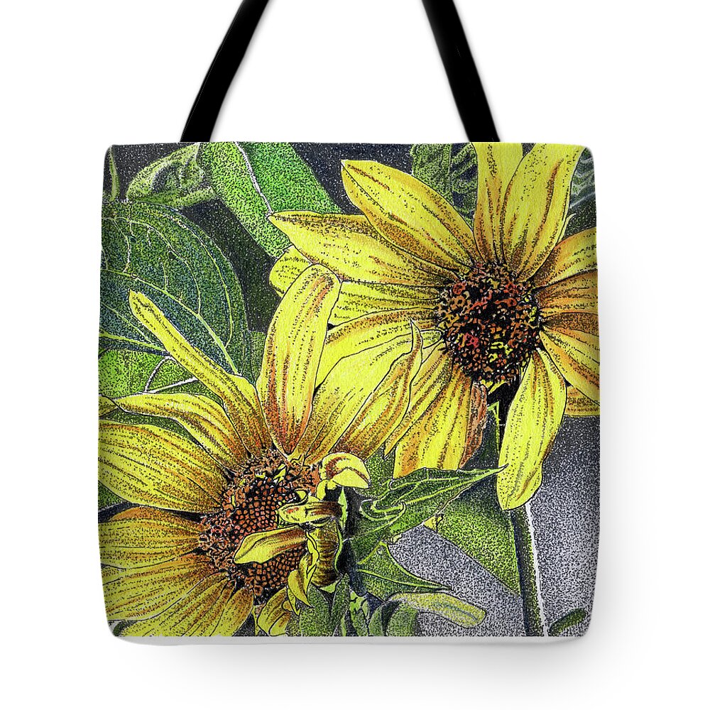 Sunflowers Tote Bag featuring the mixed media Sunny Daze by Louise Howarth