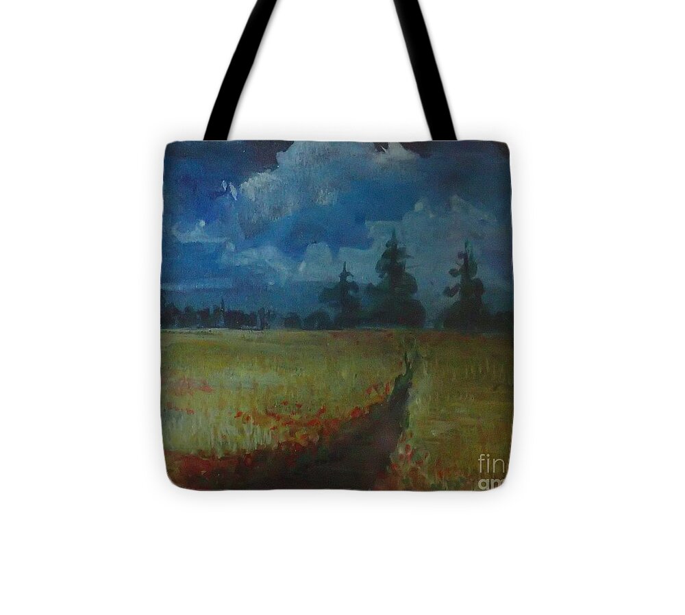 Trees Tote Bag featuring the painting Sunny Field by Christina Verdgeline