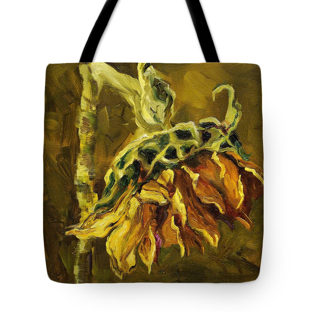 Floral Tote Bag featuring the painting Sunny Sunflower by Diane Whitehead