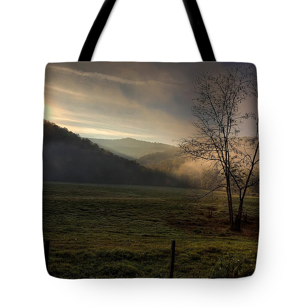 Boxley Valley Tote Bag featuring the photograph Sunrise at Big Hollow by Michael Dougherty
