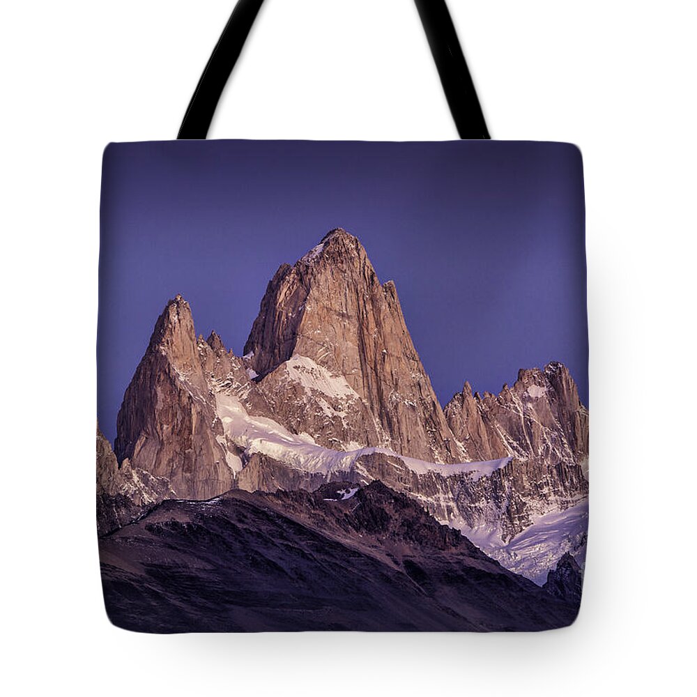 Patagonia Tote Bag featuring the photograph Sunrise At Fitz Roy Patagonia 7 by Timothy Hacker