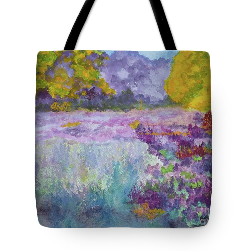  Barrieloustark Tote Bag featuring the painting Dawn In Wenonah by Barrie Stark