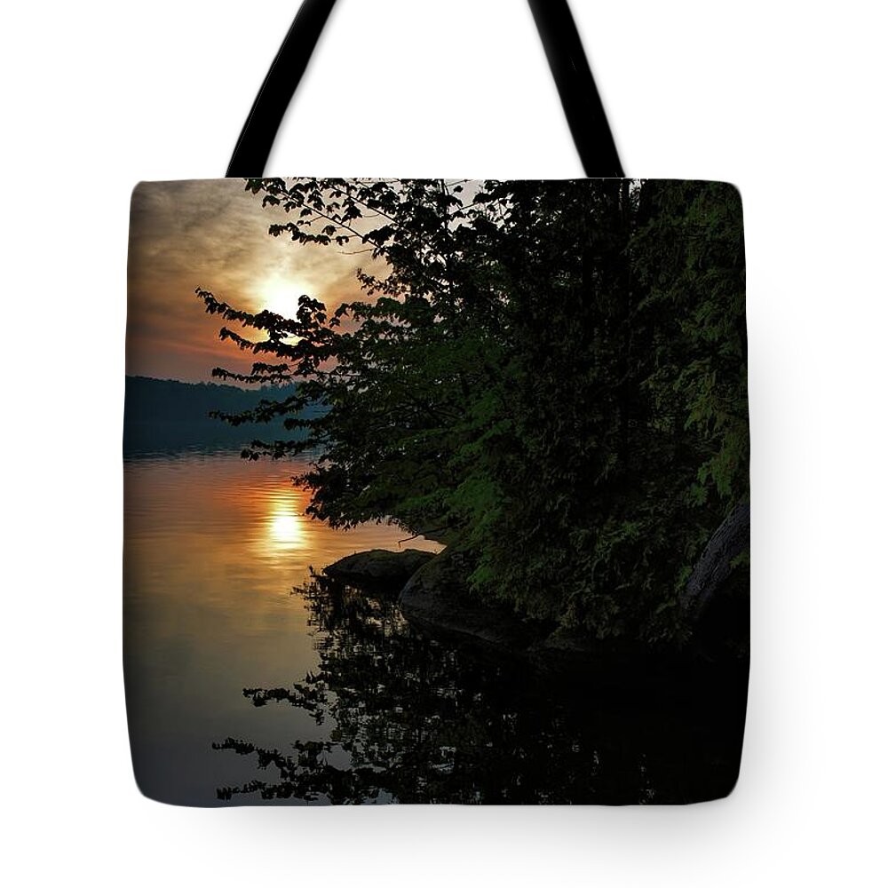 Sunrise Tote Bag featuring the photograph Sunrise at the Lake by Henry Kowalski