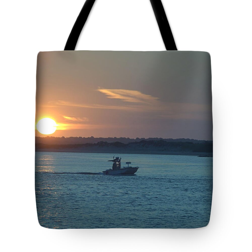 Sunrise Tote Bag featuring the photograph Sunrise Bassing by Newwwman