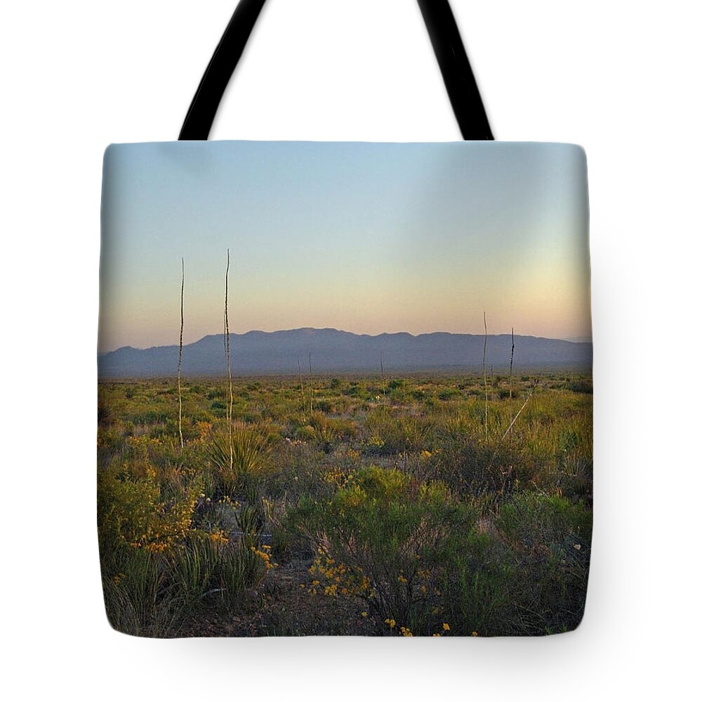 Big Bend Tote Bag featuring the photograph Sunrise Christmas Mountains by Kerry Beverly