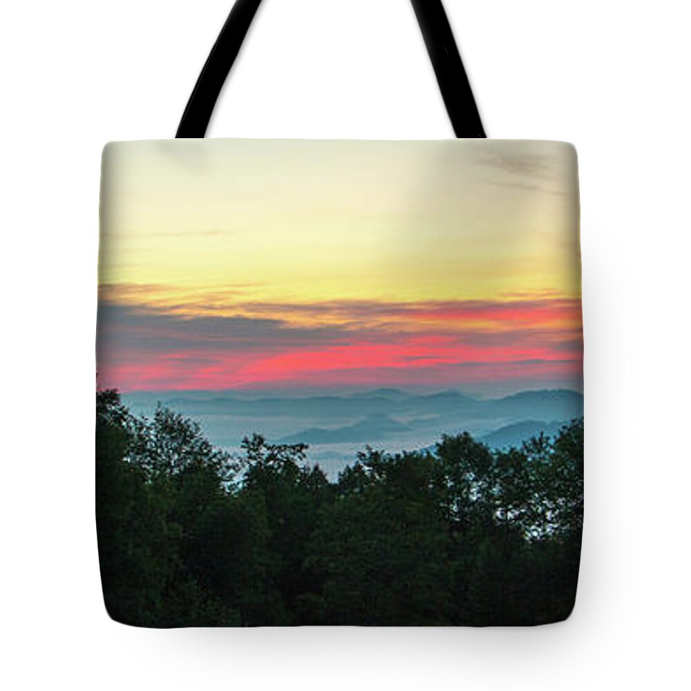 Sunrise Tote Bag featuring the photograph Sunrise from Maggie Valley August 16 2015 by D K Wall