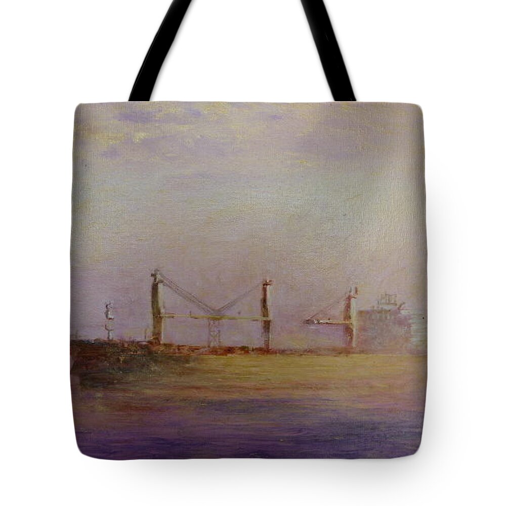 Ship Tote Bag featuring the painting Sunrise Gold by Jan Byington