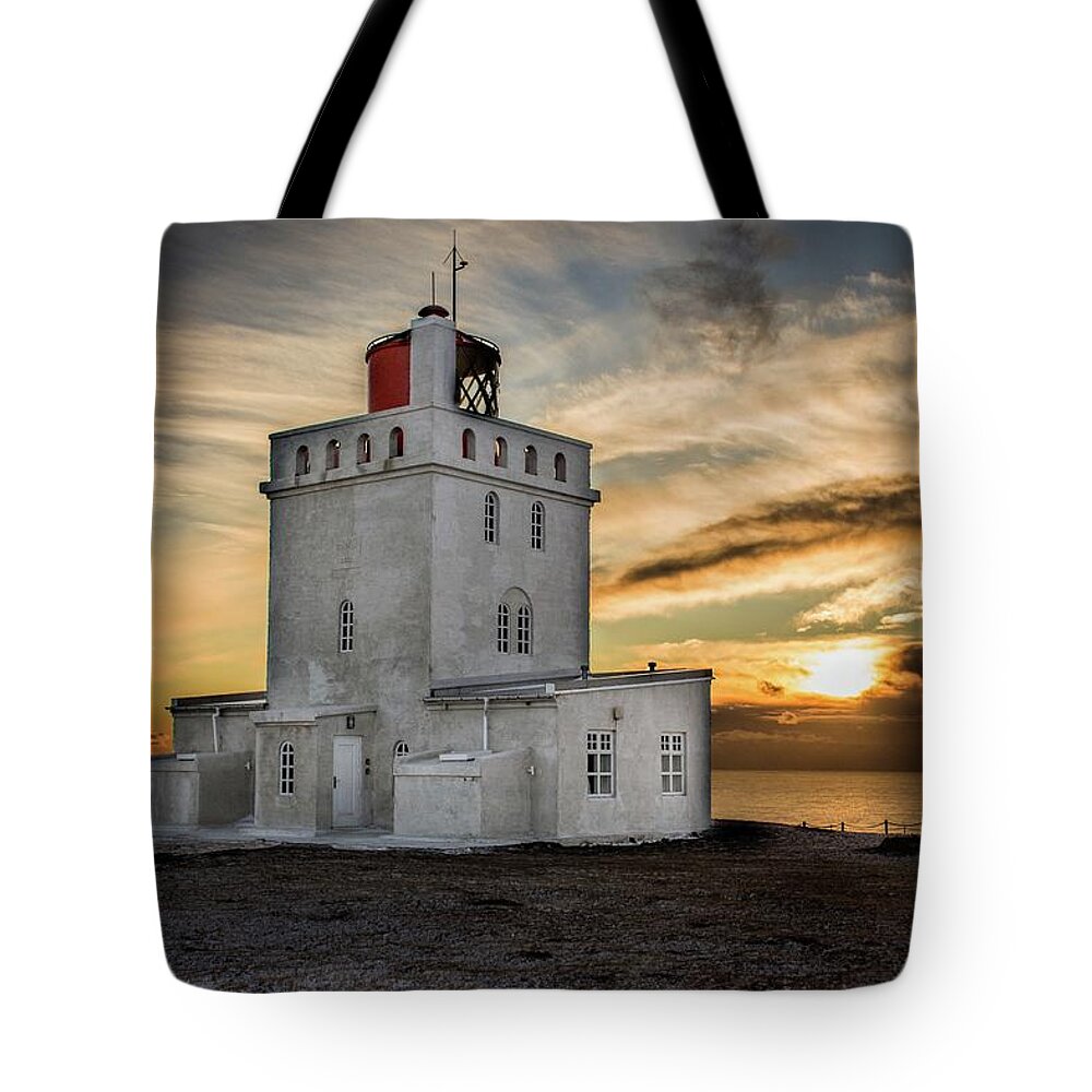 Sunrise Tote Bag featuring the photograph Sunrise in Dyrholaey by Robert Grac