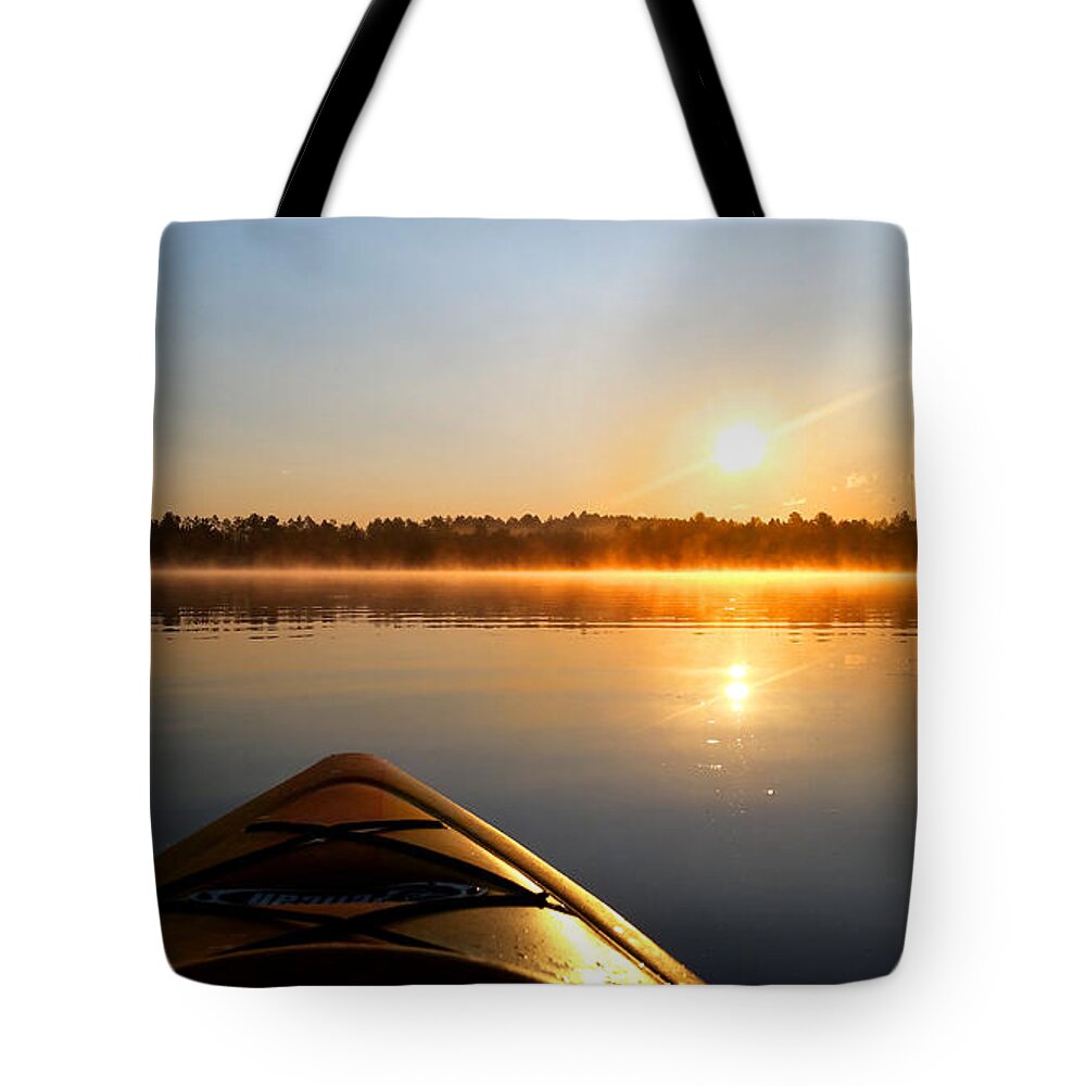 Kayak Tote Bag featuring the photograph Sunrise Kayaking by Brook Burling