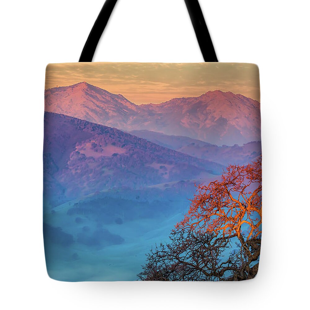 Landscape Tote Bag featuring the photograph Sunrise Light on Mt. Diablo by Marc Crumpler