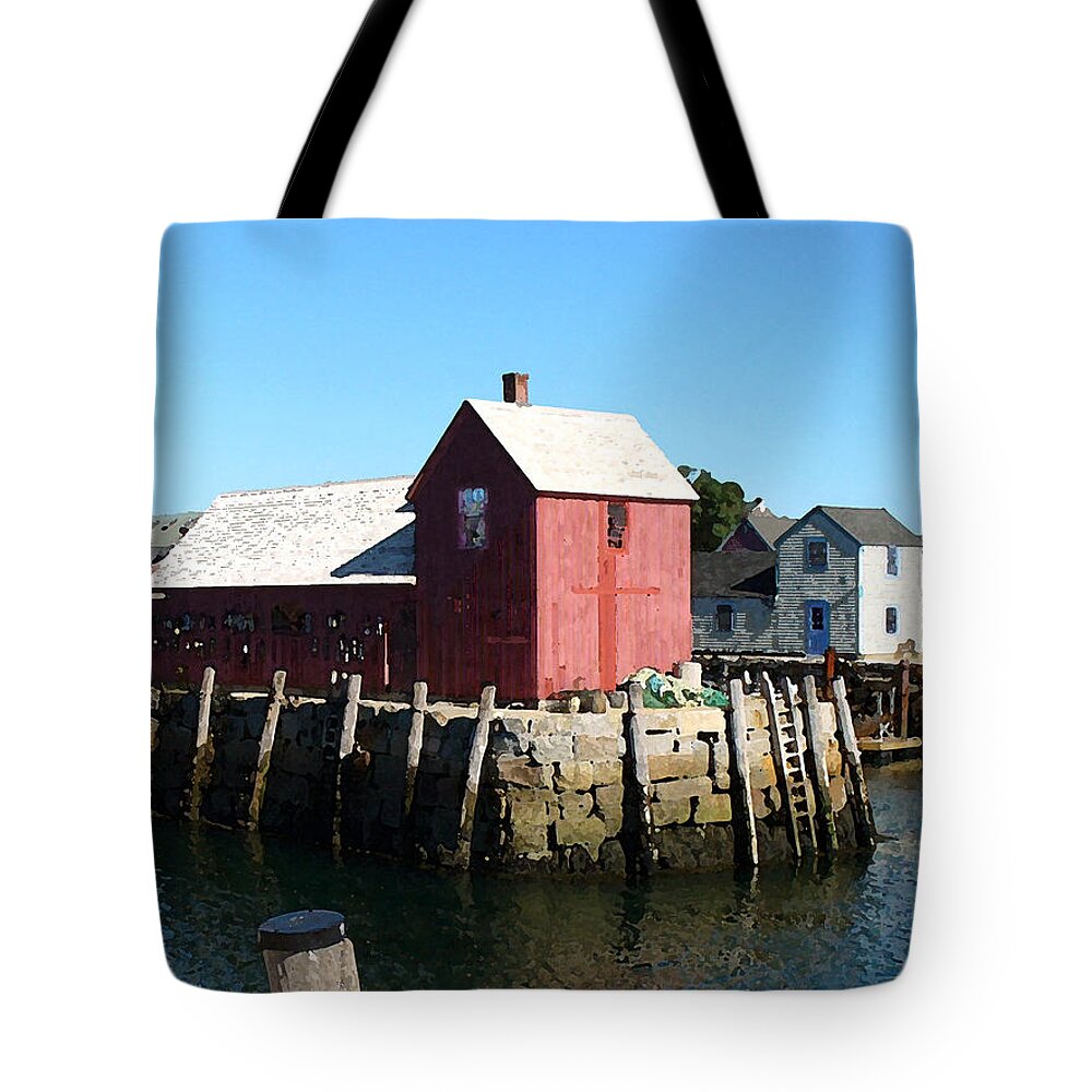 Water Tote Bag featuring the painting Sunrise on the Pier by Paul Sachtleben