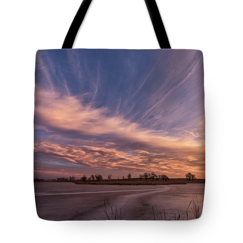 Sunrise Tote Bag featuring the photograph Sunrise Over Ice by Tony Hake