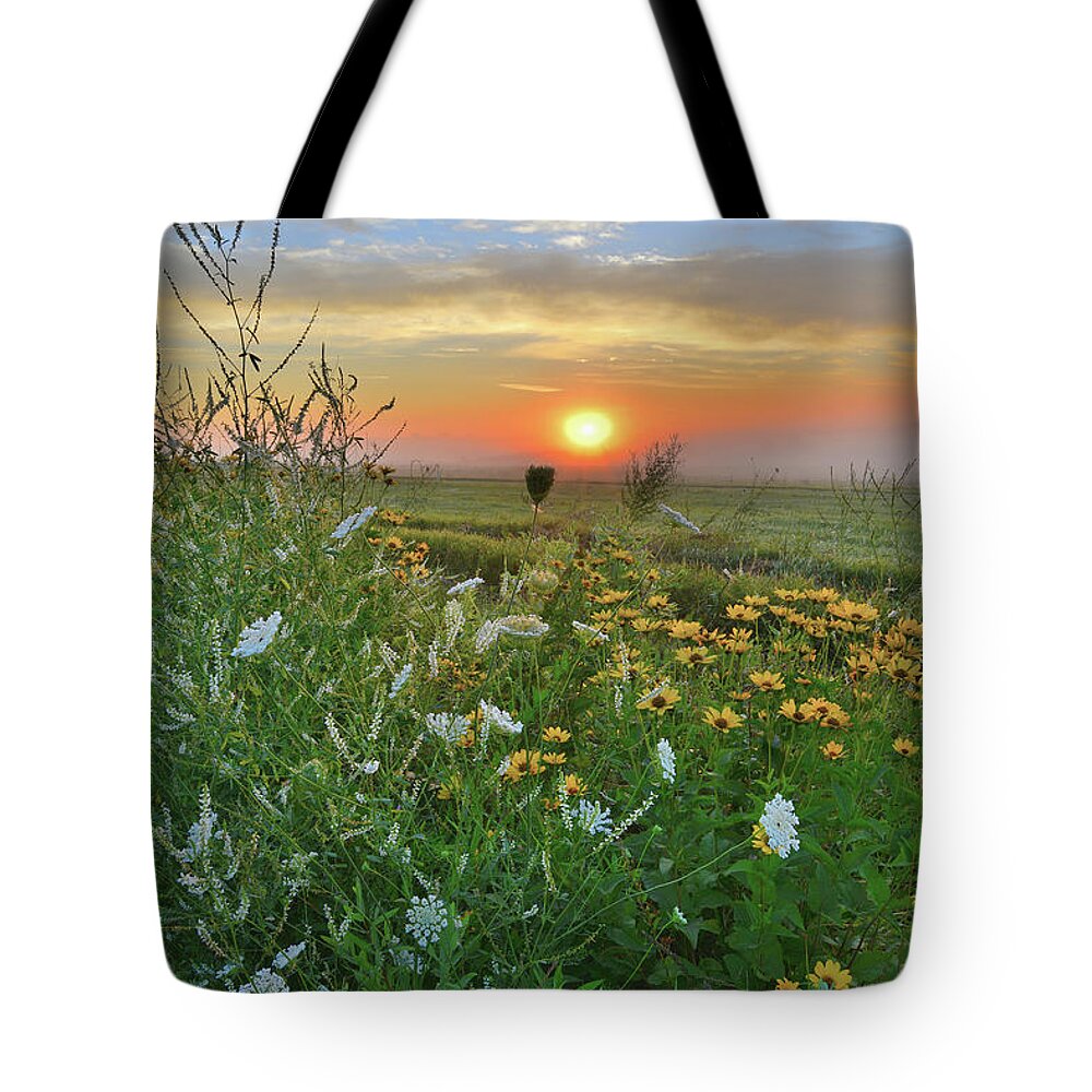Mchenry County Conservation District Tote Bag featuring the photograph Sunrise over McHenry County's Glacial Park by Ray Mathis
