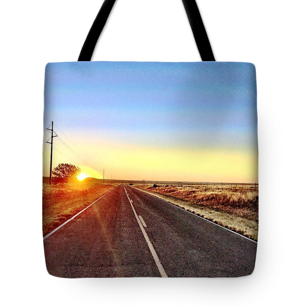 Sunrise Tote Bag featuring the photograph Sunrise Road by Brad Hodges