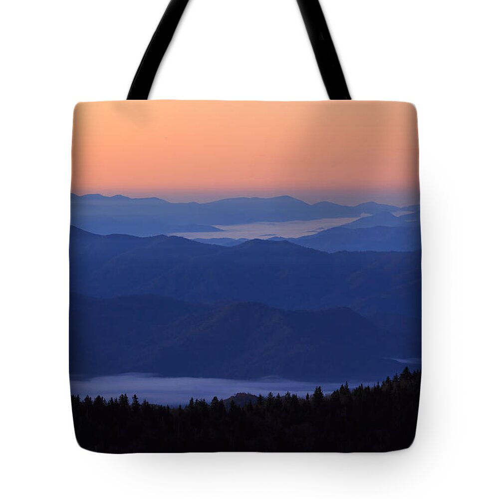 Smoky Mountain Natinal Park Tote Bag featuring the photograph Sunrise Silhouette by Paul Schultz