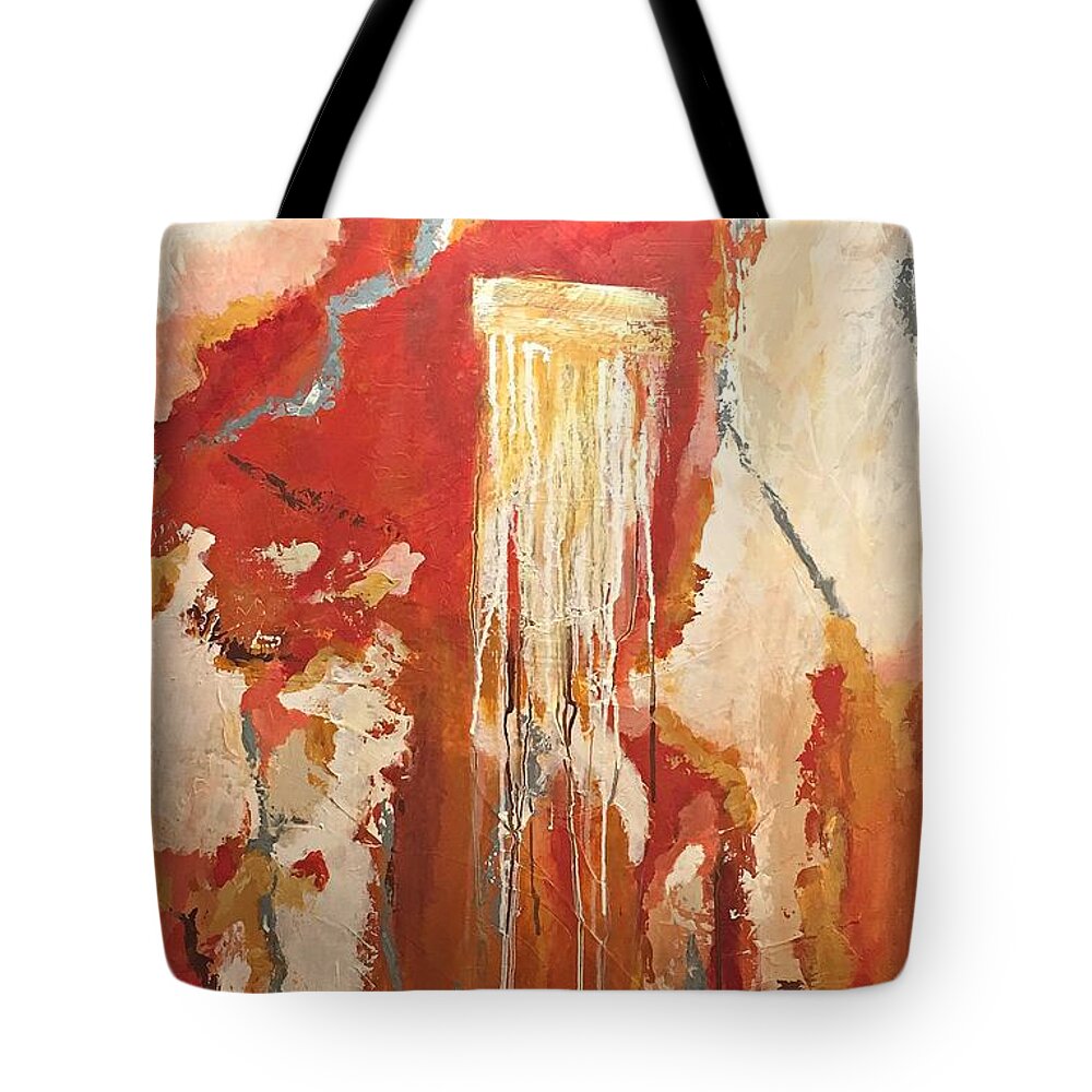 Abstract Tote Bag featuring the painting Sunrise Springs by Mary Mirabal