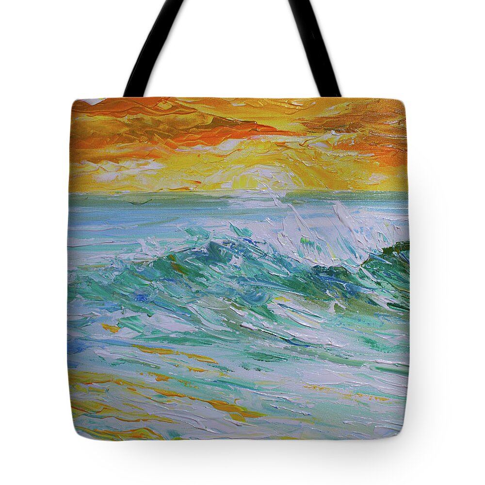 Surf Art Tote Bag featuring the painting Sunrise Surf by William Love