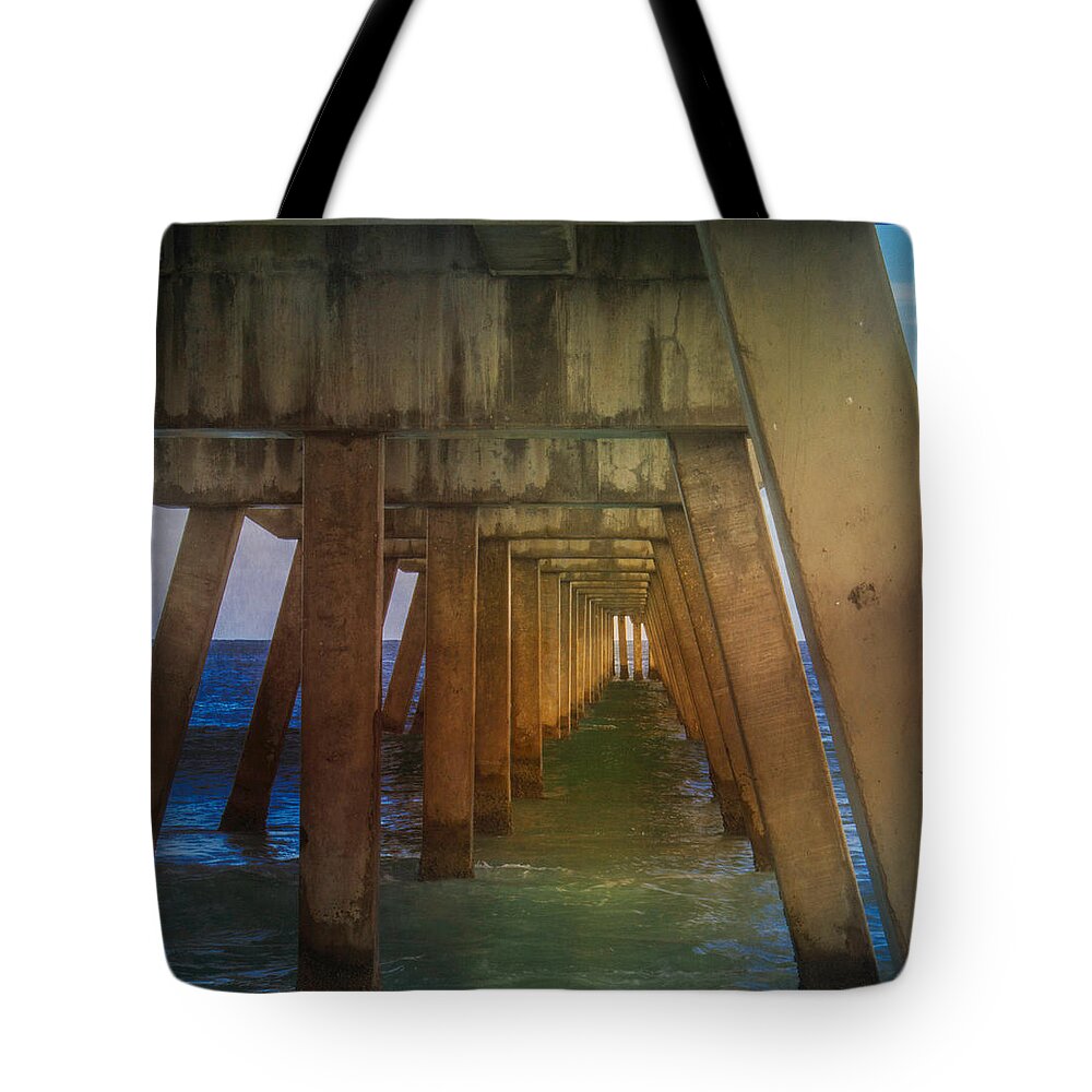 Pier Tote Bag featuring the photograph Sunrise Under The Pier by Arlene Carmel