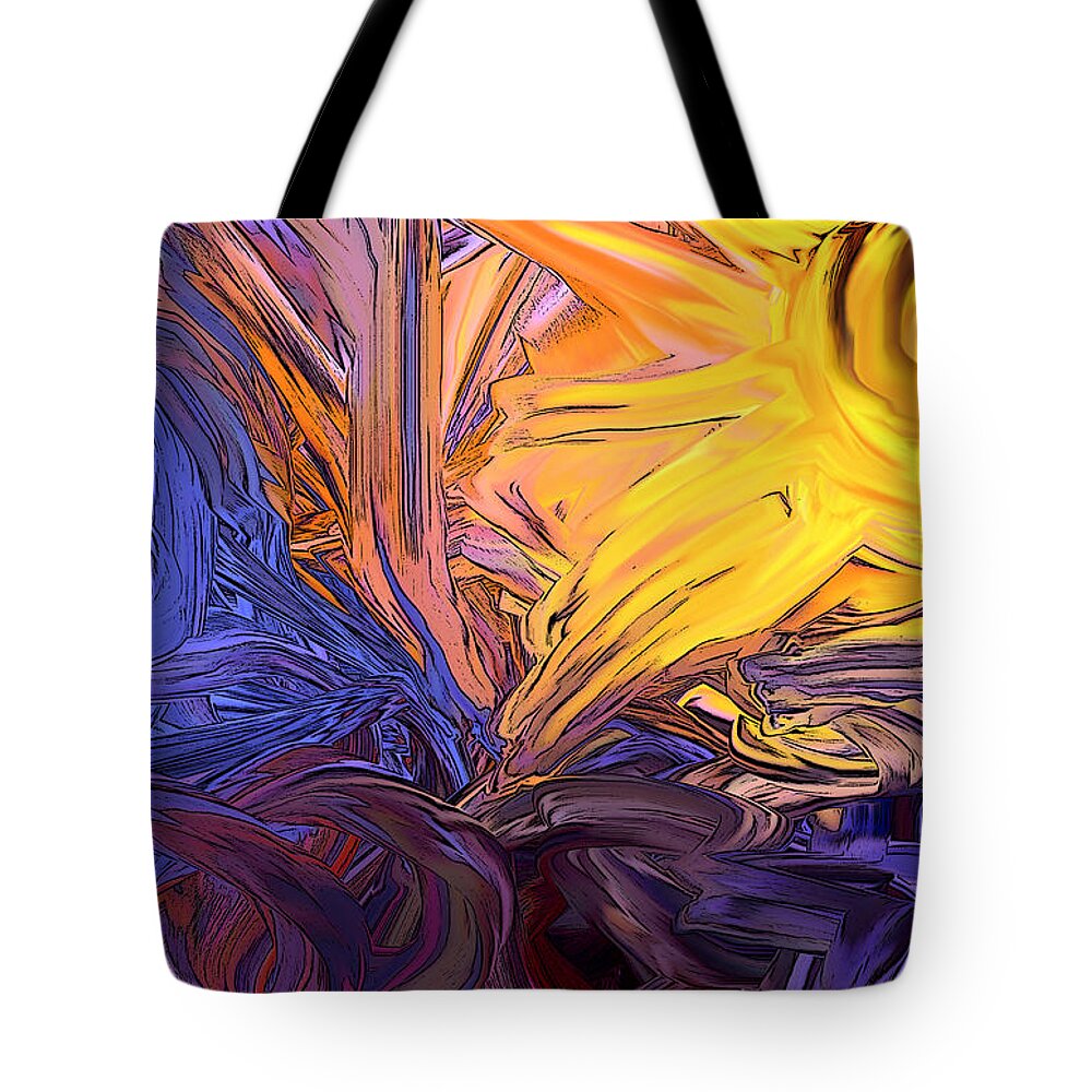 Original Modern Art Abstract Contemporary Vivid Colors Tote Bag featuring the digital art Sun's Rays by Phillip Mossbarger